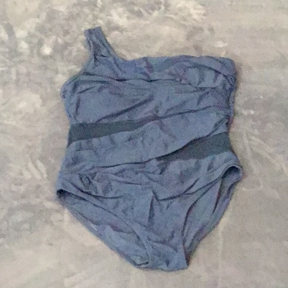 One piece swim suit, slate blue, L